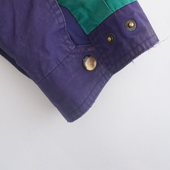 Vintage '80S Gant Purple Green Cotton Zip Up Nautical Windbreaker Hood Jacket XL - Picture 4 of 10